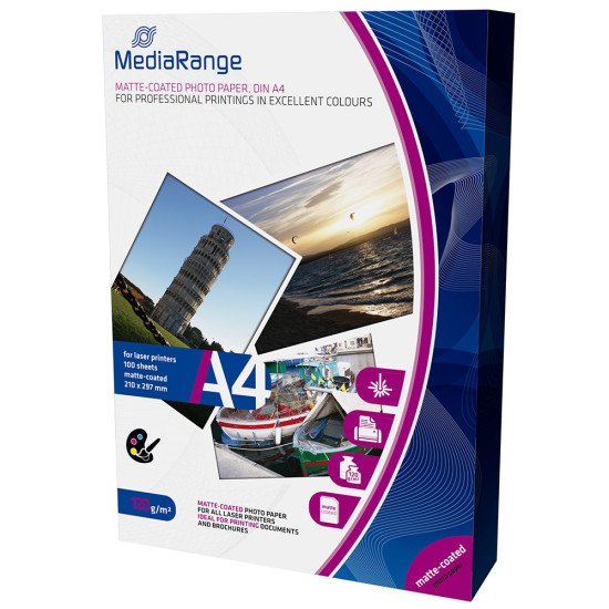 Mediarange papier photo. laser mat 120g 100 feuilles