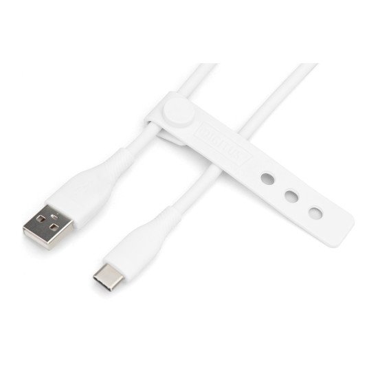 Digitus Câble de connexion USB-C en silicone, 1m, blanc