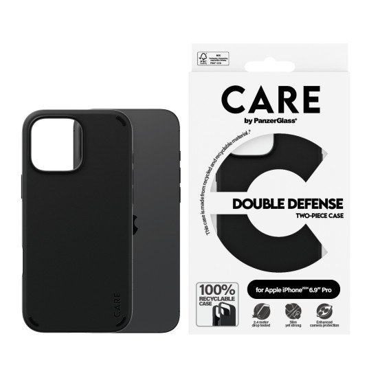 PanzerGlass CARE by PG Dub Def BLK iPhone16 6.9 Pro coque de protection pour téléphones portables Housse Transparent