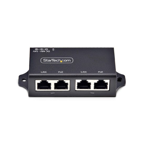 StarTech.com Injecteur PoE+ 2 Ports Gigabit Midspan, 10/100/1000Mbps, PoE+ (802.3af/802.3at), 30W, Ethernet 1Gbps, Montage Mural, Alimentation par Ethernet en Ligne Non Gérée