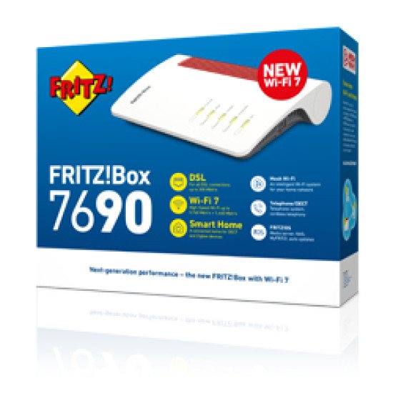 FRITZ!Box 7690 routeur sans fil 2.5 Gigabit Ethernet Bi-bande (2,4 GHz / 5 GHz) Blanc