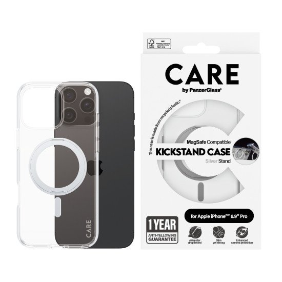 PanzerGlass CARE by PG SLV Kick/MagS iPhone16P 6.9 coque de protection pour téléphones portables Housse Transparent