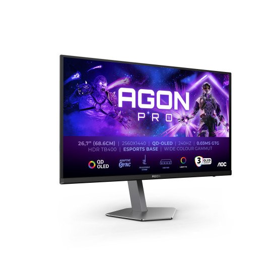 AOC AGON PRO AG276QZD2 écran PC 67,8 cm (26.7") 2560 x 1440 pixels Quad HD QDOLED Gris