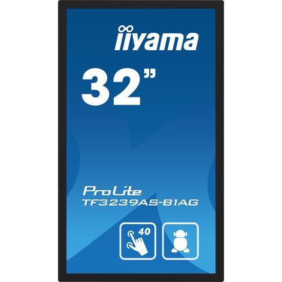 iiyama TF3239AS-B1AG affichage de messages Écran plat de signalisation numérique 80 cm (31.5") LED 500 cd/m² 2.4K Ultra HD Noir Écran tactile Intégré dans le processeur Android 24/7