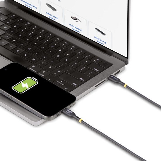 StarTech.com Câble de Recharge USB-C de 3m, Cordon USB-C Certifié USB-IF, 240W PD EPR, Câble Chargeur USB 2.0 Type-C pour Ordinateur Portable, Câble de Transfert de Données USB-C, Gaine TPE, M/M