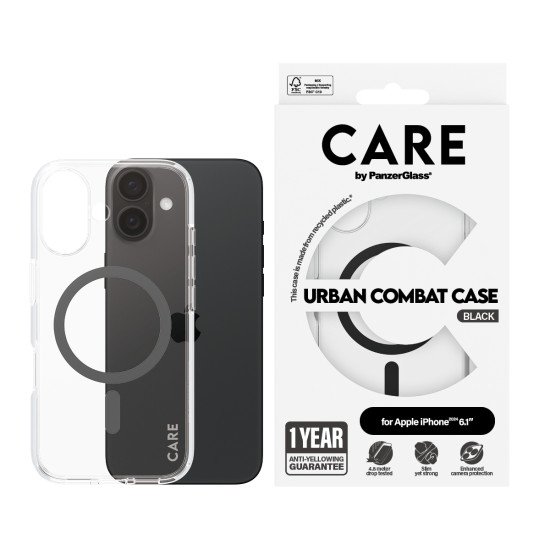 PanzerGlass CARE by PG BLK MagSafe iPhone16 6.1 coque de protection pour téléphones portables Housse Transparent