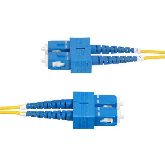 StarTech.com Câble Fibre Optique de 3m Duplex Monomode SC à SC (UPC) OS2, 9/125µm, 40G/100G, Cordon Fibre Optique, Insensible à la Courbure, Faible Perte d'Insertion, Cordon Patch Fibre LSZH