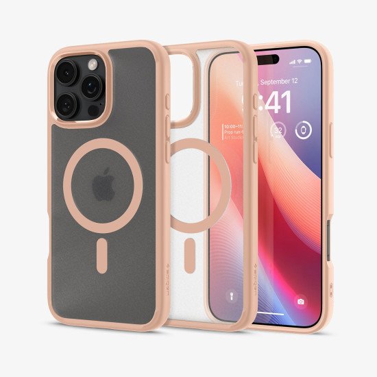 Spigen Ultra Hybrid (MagFit) coque de protection pour téléphones portables 17,5 cm (6.9") Housse Rose, Transparent