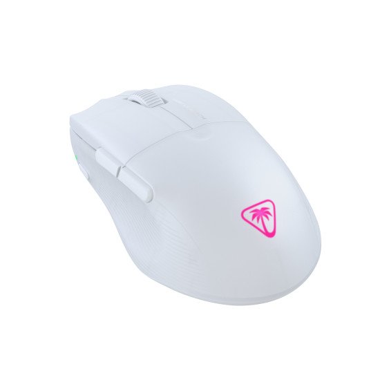 Turtle Beach Pure Air - Souris de gaming RGB ergonomique sans fil ultra-légère, capteur optique 26 000 PPP, batterie 125 heures, double système sans fil, interrupteurs optiques TITAN, Bluetooth, éclairage RGB. Semi-translucide blanc