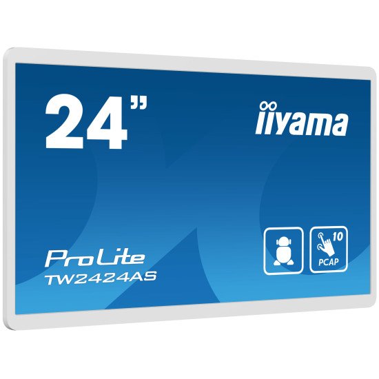 iiyama TW2424AS-W1 affichage de messages Panneau plat de signalisation numérique 60,5 cm (23.8") Wifi 250 cd/m² 4K Ultra HD Noir Écran tactile Intégré dans le processeur Android 24/7