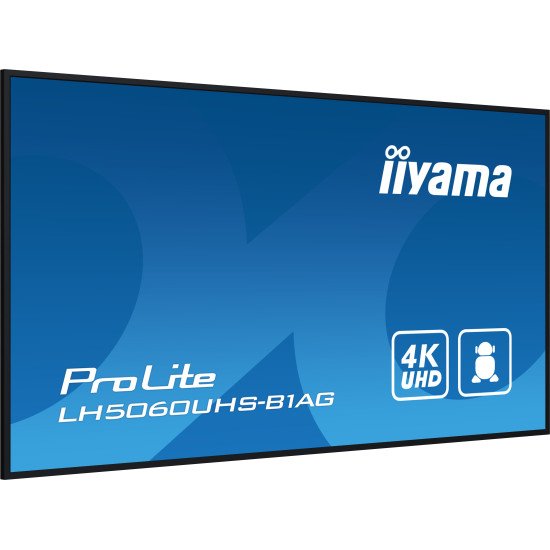 iiyama LH5060UHS-B1AG affichage de messages Carte A numérique 125,7 cm (49.5") LED Wifi 500 cd/m² 4K Ultra HD Noir Intégré dans le processeur Android 11 24/7