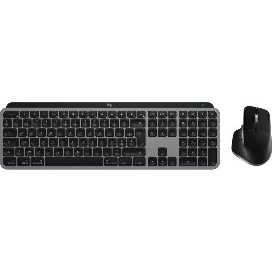 Logitech MX Keys S Combo for Mac clavier Souris incluse maison/bureau RF sans fil + Bluetooth AZERTY Français Aluminium, Noir