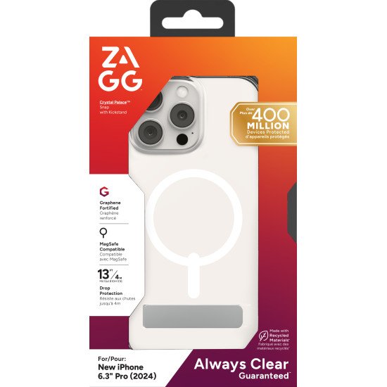 ZAGG Crystal Palace Snap w/Kickstand coque de protection pour téléphones portables 16 cm (6.3") Housse Transparent