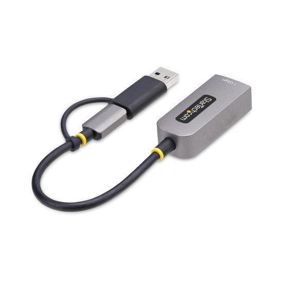 StarTech.com Adaptateur USB-C vers Ethernet avec Dongle USB-A, 10/100/1000Mbps, Adaptateur Réseau USB 3.0 vers Gigabit Ethernet, Câble de 15cm, Adaptateur USB GbE