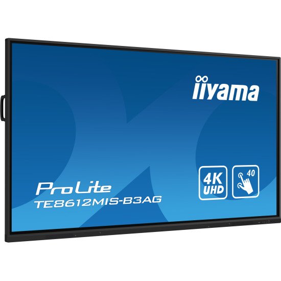 iiyama TE8612MIS-B3AG affichage de messages En forme de kiosk 2,18 m (86") LCD Wifi 400 cd/m² 4K Ultra HD Noir Écran tactile Intégré dans le processeur Android 11 24/7