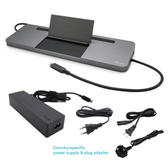 i-tec Metal SB-C Ergonomic 4K 3x Display Docking Station with Power Delivery 85 W + Universal Charger 100 W