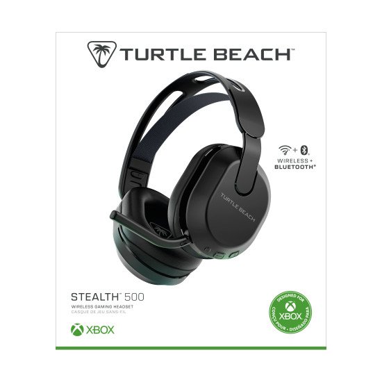 Turtle Beach Casque gaming sans fil Stealth 500 officiel pour Xbox Series X|S, Xbox One et fonctionne via Bluetooth avec les PC, la Switch et mobile - 40 heures de batterie, coussinets en mousse à mémoire de forme et microphone désactivable par basculemen