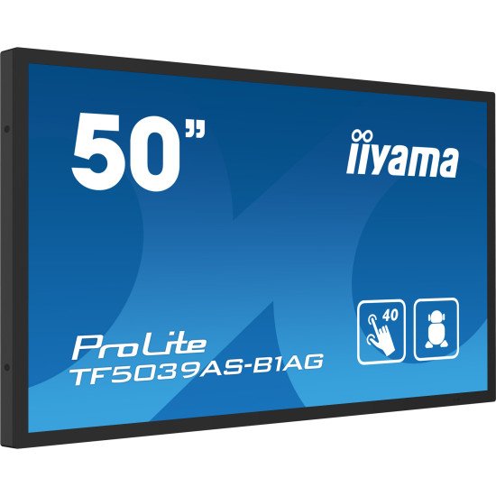 iiyama TF5039AS-B1AG affichage de messages Écran plat de signalisation numérique 125,7 cm (49.5") LED 500 cd/m² 4K Ultra HD Noir Écran tactile Intégré dans le processeur Android 24/7