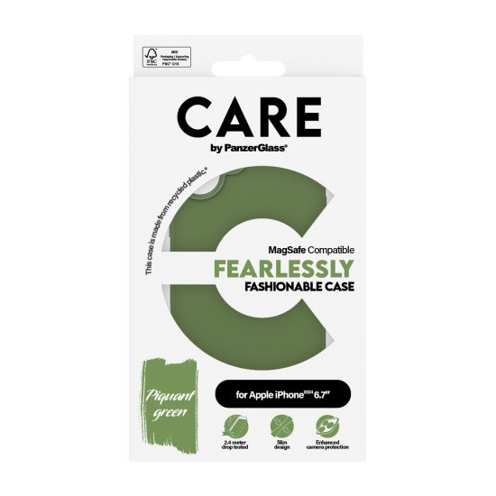 PanzerGlass CARE by PG Green MagSafe iPhone16 6.7 coque de protection pour téléphones portables Housse Transparent