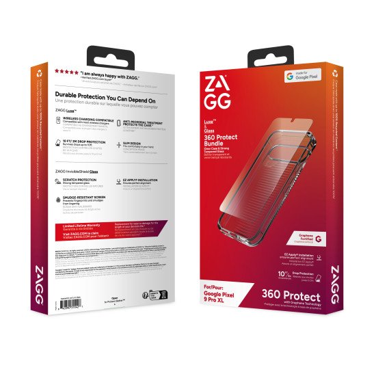 ZAGG Luxe & Glass 360 coque de protection pour téléphones portables 17,3 cm (6.8") Housse Transparent