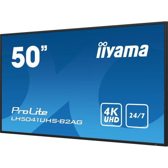 iiyama LH5041UHS-B2AG affichage de messages Écran plat de signalisation numérique 127 cm (50") LCD 500 cd/m² 4K Ultra HD Noir 24/7