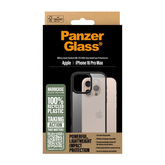 PanzerGlass PG HardCase Black iPhone 16 6.9Inch Pro coque de protection pour téléphones portables Housse Transparent