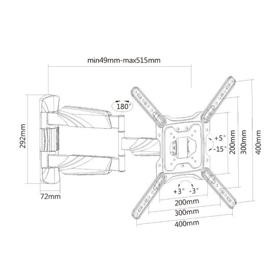 ACT AC8354 support pour téléviseur 139,7 cm (55") Noir