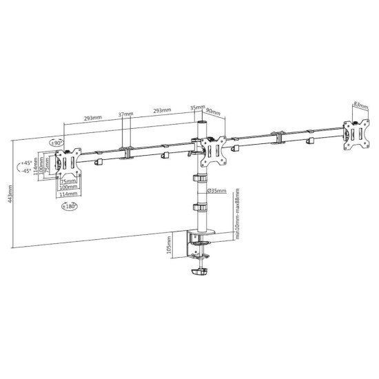 ACT AC8303 support d'écran plat pour bureau 68,6 cm (27") Pince/boulon Noir