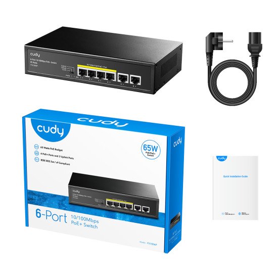 Cudy FS1006P commutateur réseau Fast Ethernet (10/100) Connexion Ethernet POE Noir