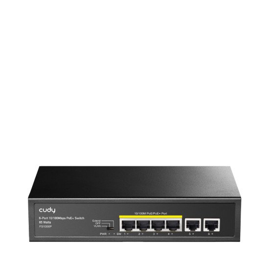 Cudy FS1006P commutateur réseau Fast Ethernet (10/100) Connexion Ethernet POE Noir