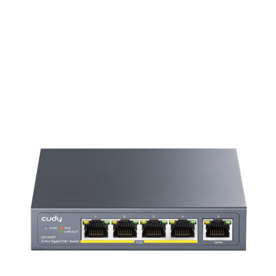 Cudy GS1005P commutateur réseau Gigabit Ethernet (10/100/1000) Connexion Ethernet POE Gris