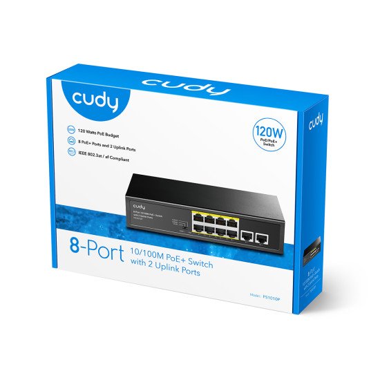 Cudy FS1010P commutateur réseau Fast Ethernet (10/100) Connexion Ethernet POE Noir