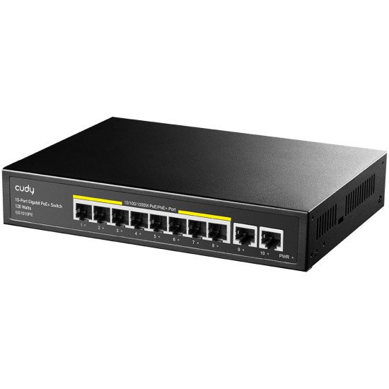 Cudy GS1010PE commutateur réseau Gigabit Ethernet (10/100/1000) Connexion Ethernet POE Noir