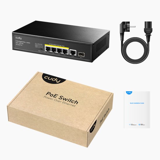 Cudy GS1005PTS1 commutateur réseau Gigabit Ethernet (10/100/1000) Connexion Ethernet POE Noir