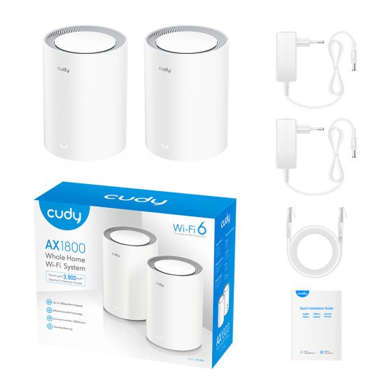 Cudy AX1800 Bi-bande (2,4 GHz / 5 GHz) Wi-Fi 6 (802.11ax) Blanc 1 Interne