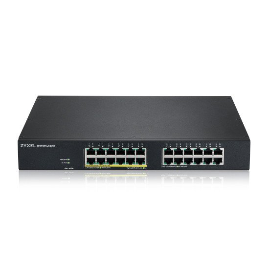 Zyxel GS1915-24EP Géré L2 Gigabit Ethernet (10/100/1000) Connexion Ethernet, supportant l'alimentation via ce port (PoE) 1U Noir