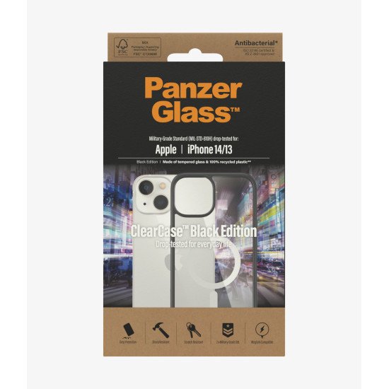 PanzerGlass ClearCase coque de protection pour téléphones portables 15,5 cm (6.1") Housse Noir, Transparent