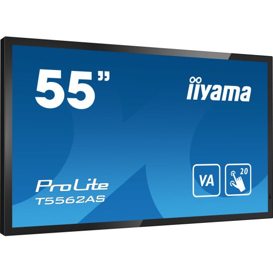 iiyama T5562AS-B1 affichage de messages Écran plat interactif 138,7 cm (54.6") VA 500 cd/m² 4K Ultra HD Noir Écran tactile Intégré dans le processeur Android 8.0 24/7