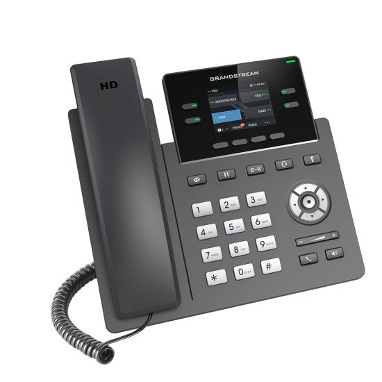 Grandstream Networks GRP2612G téléphone fixe Noir 4 lignes LCD