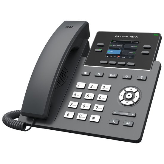 Grandstream Networks GRP2612G téléphone fixe Noir 4 lignes LCD