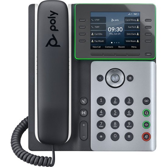 POLY Edge E320 téléphone fixe Noir, Argent 8 lignes