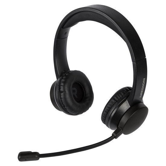 MEDION E62180 - Casque Bluetooth - Sans fil - 38 heures - confort de port élevé et son numérique de qualité supérieure - Noir