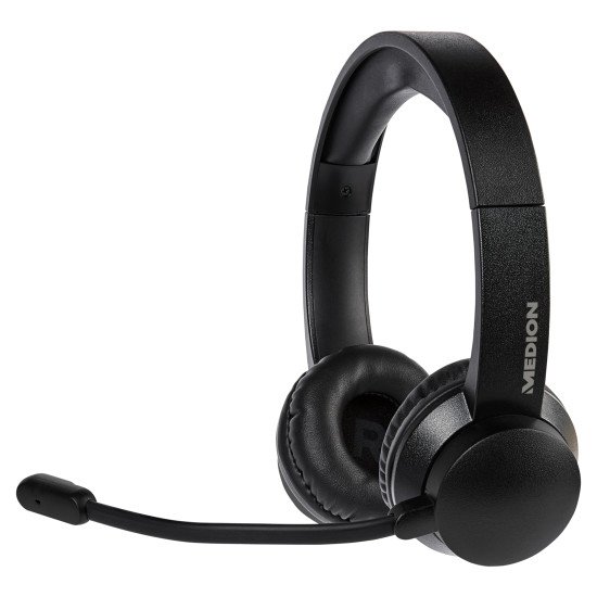 MEDION E62180 - Casque Bluetooth - Sans fil - 38 heures - confort de port élevé et son numérique de qualité supérieure - Noir