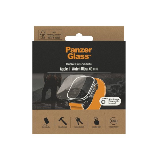 PanzerGlass TM Apple Watch Ultra 49mm Transparent Verre trempé, Polyéthylène téréphthalate (PET)