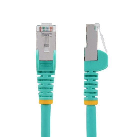 StarTech.com Câble Ethernet CAT6a 1m - Low Smoke Zero Halogen (LSZH) - 10 Gigabit 500MHz 100W PoE RJ45 S/FTP Cordon de Raccordement Réseau Snagless Turquoise avec Décharge de Tension