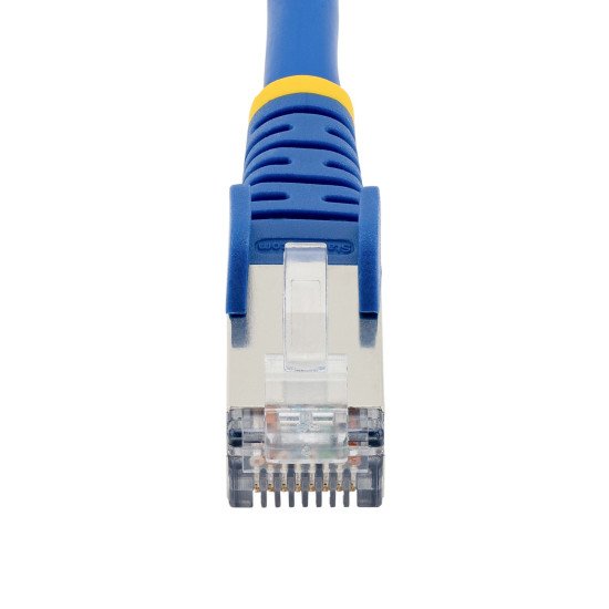 StarTech.com Câble Ethernet CAT6a 1m - Low Smoke Zero Halogen (LSZH) - 10 Gigabit 500MHz 100W PoE RJ45 S/FTP Cordon de Raccordement Réseau Snagless Bleu avec Décharge de Tension