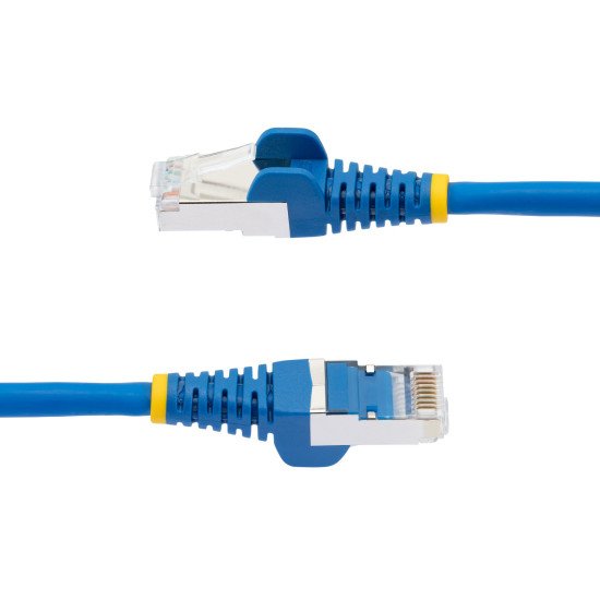 StarTech.com Câble Ethernet CAT6a 1m - Low Smoke Zero Halogen (LSZH) - 10 Gigabit 500MHz 100W PoE RJ45 S/FTP Cordon de Raccordement Réseau Snagless Bleu avec Décharge de Tension