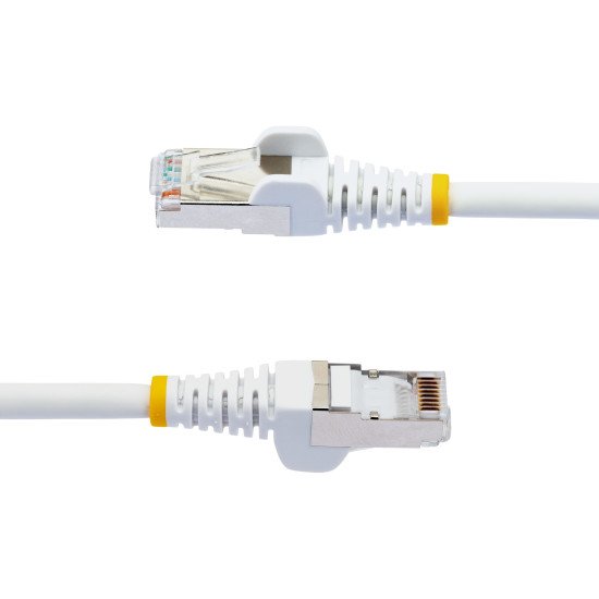 StarTech.com Câble Ethernet CAT6a 1m - Low Smoke Zero Halogen (LSZH) - 10 Gigabit 500MHz 100W PoE RJ45 S/FTP Cordon de Raccordement Réseau Snagless Blanc avec Décharge de Tension