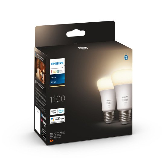 Philips Hue White A60 - Ampoule connectée E27 - 1100 (pack de 2)