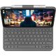 Logitech Slim Folio QWERTY Danois, Finlandais, Norvégien, Suédois Bluetooth Gris